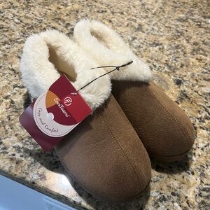 Tan Slippers with Cream Lining